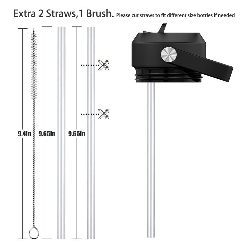 CHEETAH Straw Lid for Yeti Rambler Water Bottle 18 oz,26 oz,36 oz,46 oz,12 oz,64 oz,Straw Cap,Straws and Brush Include (Black) - Image 3