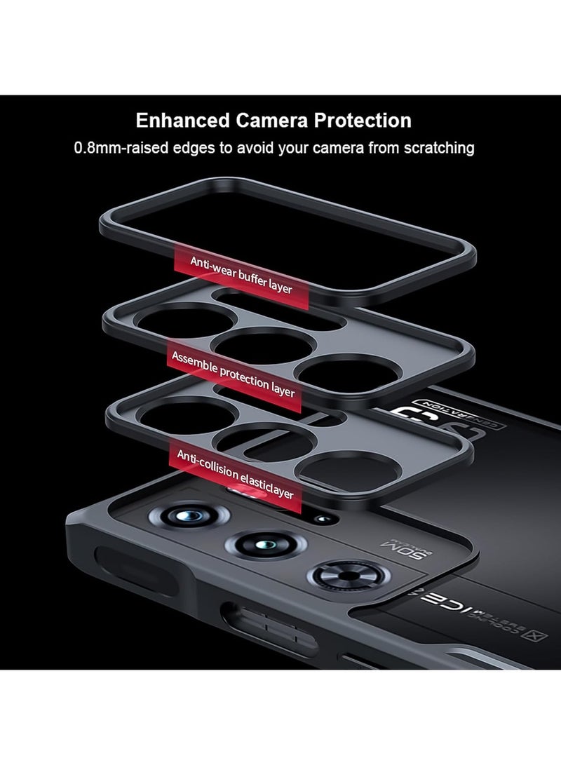 إكسوند غطاء وحماية شاشة لهاتف ZTE Nubia Red Magic 9 Pro / 9 Pro+ / 9S Pro / 9S Pro+، مع مسند حلقي دوار 360°، مصنوع من TPU+PC، مقاوم للصدمات وبصمات الأصابع، بغطاء خلفي غير لامع - Image 3
