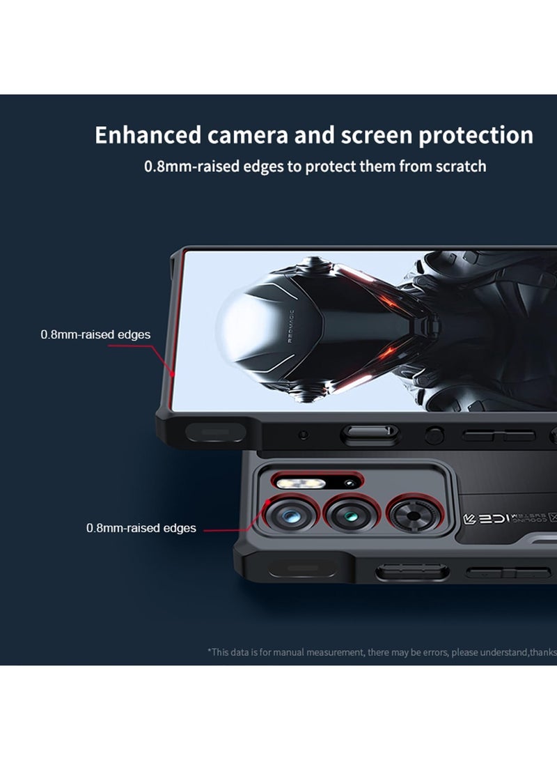 إكسوند غطاء وحماية شاشة لهاتف ZTE Nubia Red Magic 9 Pro / 9 Pro+ / 9S Pro / 9S Pro+، مع مسند حلقي دوار 360°، مصنوع من TPU+PC، مقاوم للصدمات وبصمات الأصابع، بغطاء خلفي غير لامع - Image 2