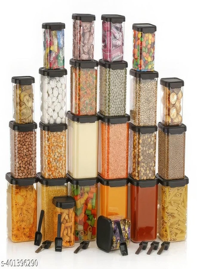 flymore Plastic 1400Ml Airtight Containers Set For Kitchen Storage And Containers Box For Pantry Organization And Container For Kitchen Storage,Set of 16 (350ml+650ml+950ml+1400ml) - Image 4