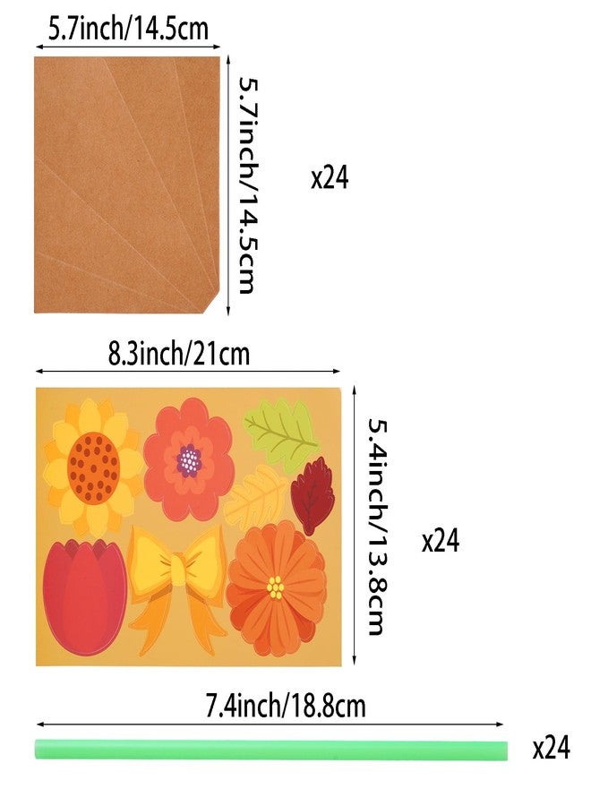 yeabwps 24 Pcs Flower Bouquet Craft Kit, Thankful Autumn Florals for Kids, Sunflower Bouquets Thanksgiving DIY Gift for School Home Classroom Activities - Image 2