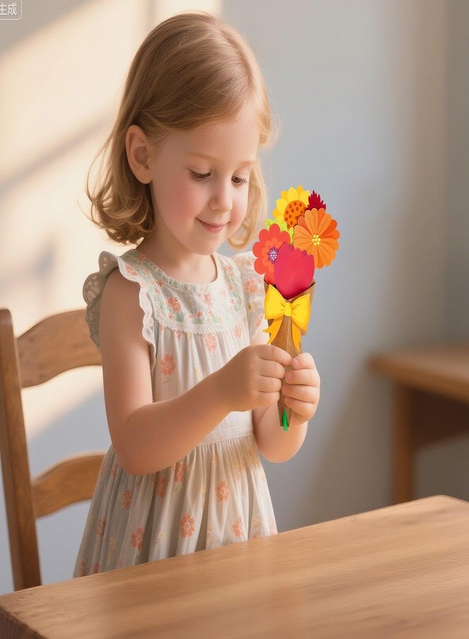 yeabwps 24 Pcs Flower Bouquet Craft Kit, Thankful Autumn Florals for Kids, Sunflower Bouquets Thanksgiving DIY Gift for School Home Classroom Activities - Image 5