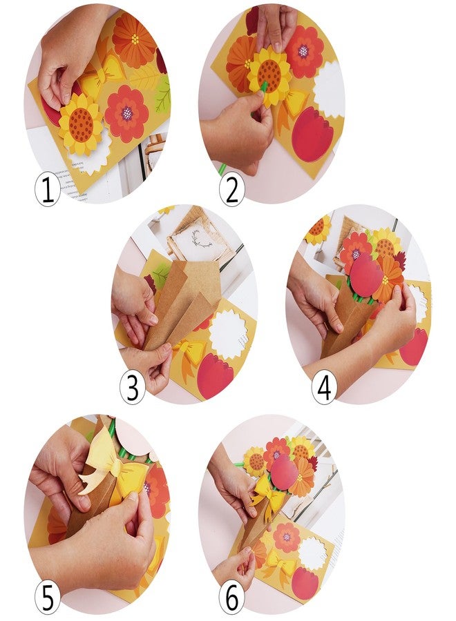 yeabwps 24 Pcs Flower Bouquet Craft Kit, Thankful Autumn Florals for Kids, Sunflower Bouquets Thanksgiving DIY Gift for School Home Classroom Activities - Image 3