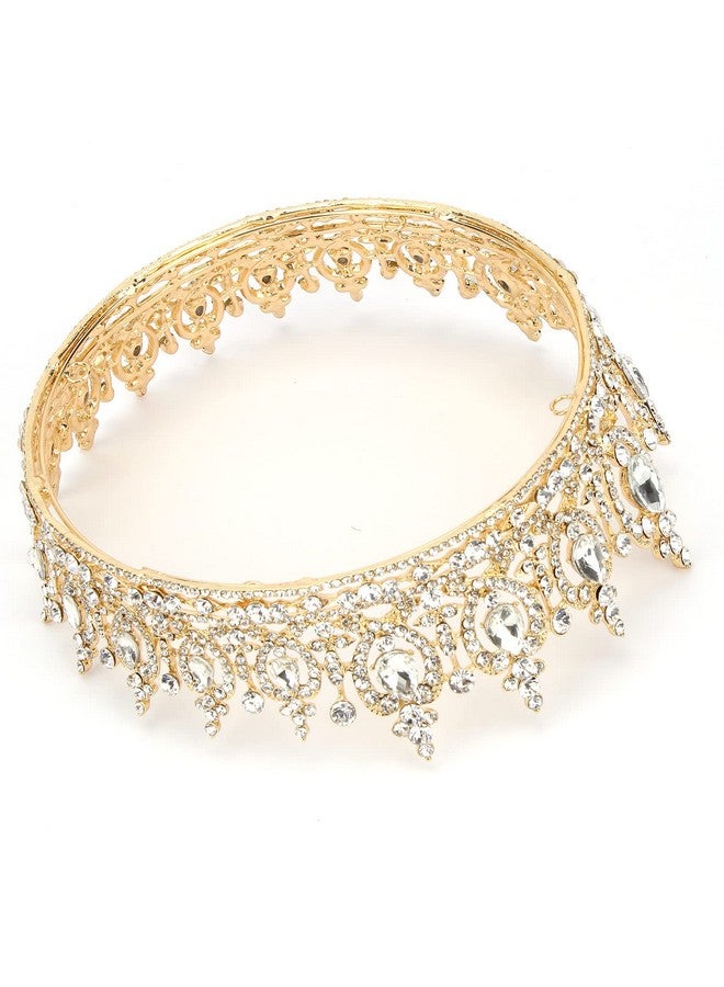 كوسايد تاج الملكة من COCIDE للنساء من الكريستال وتاج للفتيات من أحجار الراين وإكسسوارات الشعر لحفلات الزفاف والعروس وأعياد الميلاد وحفلات التخرج ووصيفات العروس (ذهبي) - Image 5