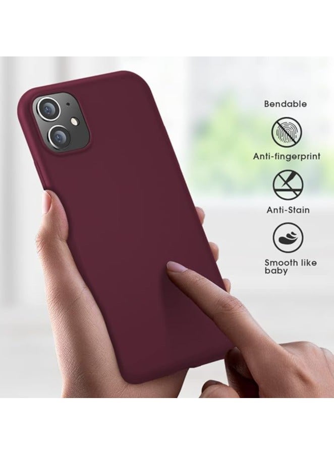 أكاليكس جراب سيليكون متوافق مع iPhone 11، طبقة سيليكون سائلة رفيعة من المطاط الهلامي الناعم المقاوم للصدمات، جراب واقٍ للهاتف مع بطانة من مادة TPU (لون عنابي) - Image 3