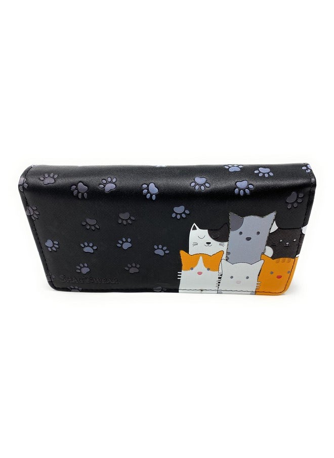 Shag Wear - Kitty Cat Crowd Large Wallet For Women Black - Image 1