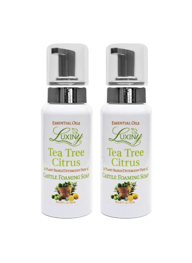 Luxiny Castile soap Liquid Foaming Hand Soap All Natural Moisturizing Hand Wash for the Kitchen  Bathroom Palm Oil Free Vegan  Cruelty Free Made in the USA 845 oz 2 Pack Tea Tree Citrus 