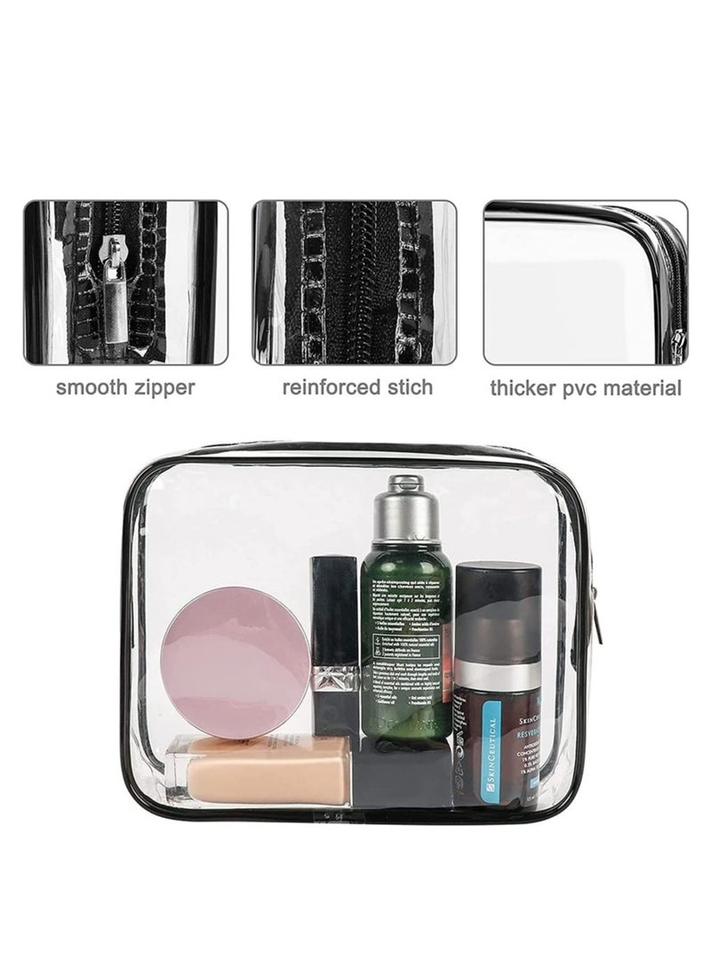 Excefore Hand Bag Clear Makeup Bags Clear Cosmetics Bag Transparent Tote Bag Thick PVC Zippered Toiletry Carry Pouch Waterproof Makeup Artist Large Bag Diaper Shoulder Bag Beach Bag - Image 4