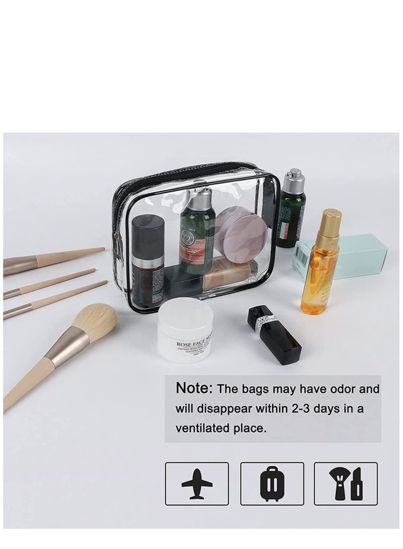 Excefore Hand Bag Clear Makeup Bags Clear Cosmetics Bag Transparent Tote Bag Thick PVC Zippered Toiletry Carry Pouch Waterproof Makeup Artist Large Bag Diaper Shoulder Bag Beach Bag - Image 2