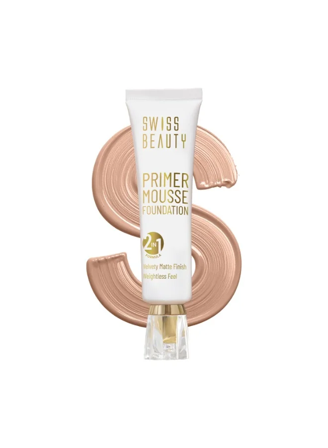 Swiss Beauty Swiss Beauty Primer Mousse Foundation Weightless Smooth & Velvet Touch, Face Makeup, Natural Nude, 30ml