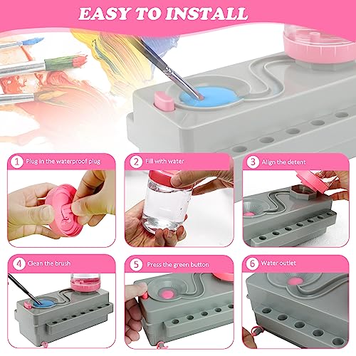 Kardeep Paint Brush Cleaner, Paint Brush Rinser with Drain and Brush Holder, Paint Brush Washer Water Recycling Brush Cleaner Rinse Cup, Paint Brush Cleaner Tool for Acrylic, Watercolor, Water-Based Paints - Image 5