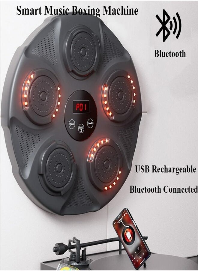 Occuwzz - Wall Mounted Electronic Boxing Machine with Bluetooth LED Light with USB Charging, Music Boxing Machine with Training Mode, Comes with Boxing Gloves, Suitable for Taekwondo, Karate, Gym Training - Image 1