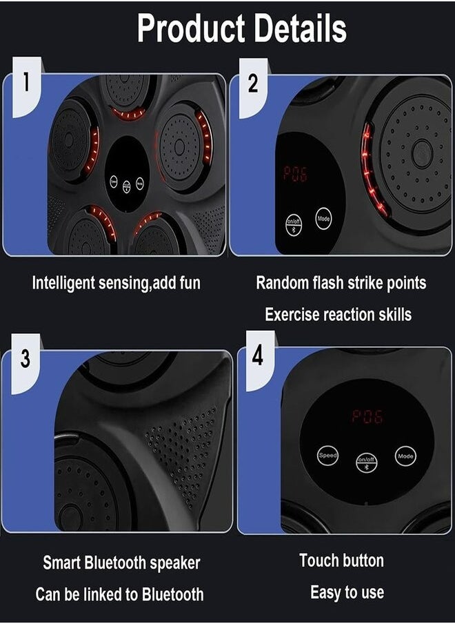 Occuwzz - Wall Mounted Electronic Boxing Machine with Bluetooth LED Light with USB Charging, Music Boxing Machine with Training Mode, Comes with Boxing Gloves, Suitable for Taekwondo, Karate, Gym Training - Image 1