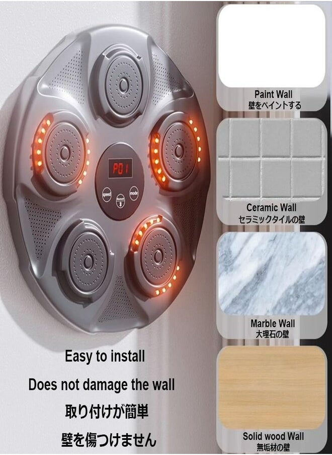 Occuwzz - Wall Mounted Electronic Boxing Machine with Bluetooth LED Light with USB Charging, Music Boxing Machine with Training Mode, Comes with Boxing Gloves, Suitable for Taekwondo, Karate, Gym Training - Image 1