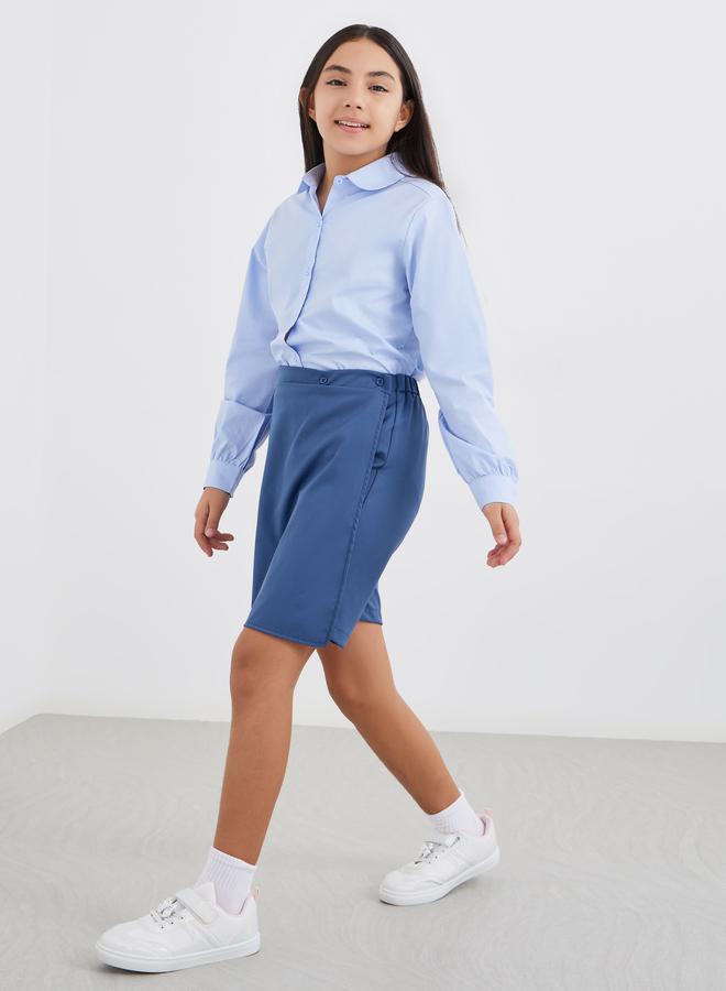 ستايلي سكورت ستايلي جيرلز مدرسي كحلي سادة بأزرار - Image 2