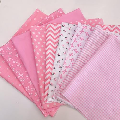Antetek 7 pcs 20" x 20" Cotton Fabric DIY Making Supplies Quilting Patchwork Fabric Fat Quarter Bundles DIY for Quilting Cotton Patchwork Cushions (14pcs Light Pink, 20" x 20") - Image 3