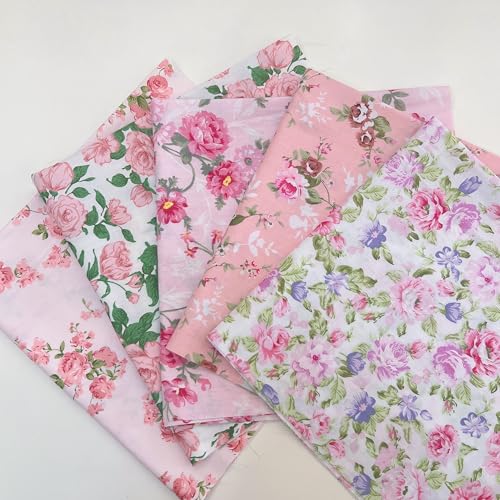 Antetek 7 pcs 20" x 20" Cotton Fabric DIY Making Supplies Quilting Patchwork Fabric Fat Quarter Bundles DIY for Quilting Cotton Patchwork Cushions (14pcs Light Pink, 20" x 20") - Image 2