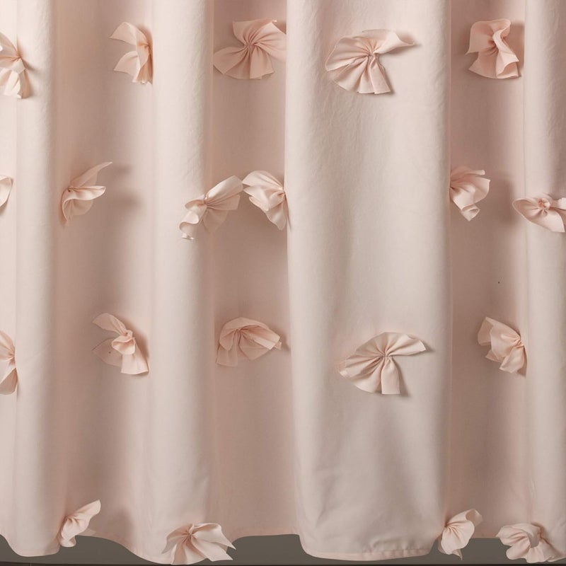 Lush Decor Riley Shower Curtain, 72" W x 72" L, Blush - Luxury Shower Curtain With Bows - Charming Texture - Beautiful & Elegant Girly Bathroom Accessory - Romantic, Vintage Glam Bathroom Decor - Image 4