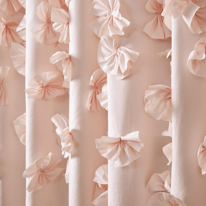 Lush Decor Riley Shower Curtain, 72" W x 72" L, Blush - Luxury Shower Curtain With Bows - Charming Texture - Beautiful & Elegant Girly Bathroom Accessory - Romantic, Vintage Glam Bathroom Decor - Image 2