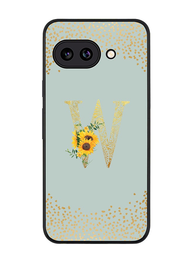Stylizedd For Google Pixel 9a Case,Slim fit Camera Protection, Shockproof Thin Phone cover  - Custom Floral Monogram - W  (Light Grey )