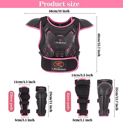 RIDBIKER Kids Dirt Bike Gear Motorcycle Armor, Kids Chest Protector Motocross Motorcycle Protective Gear Body Armor Vest Knee Guards and Elbow Full Body Protection Set for Cycling Skateboard MTB ATV - Image 5