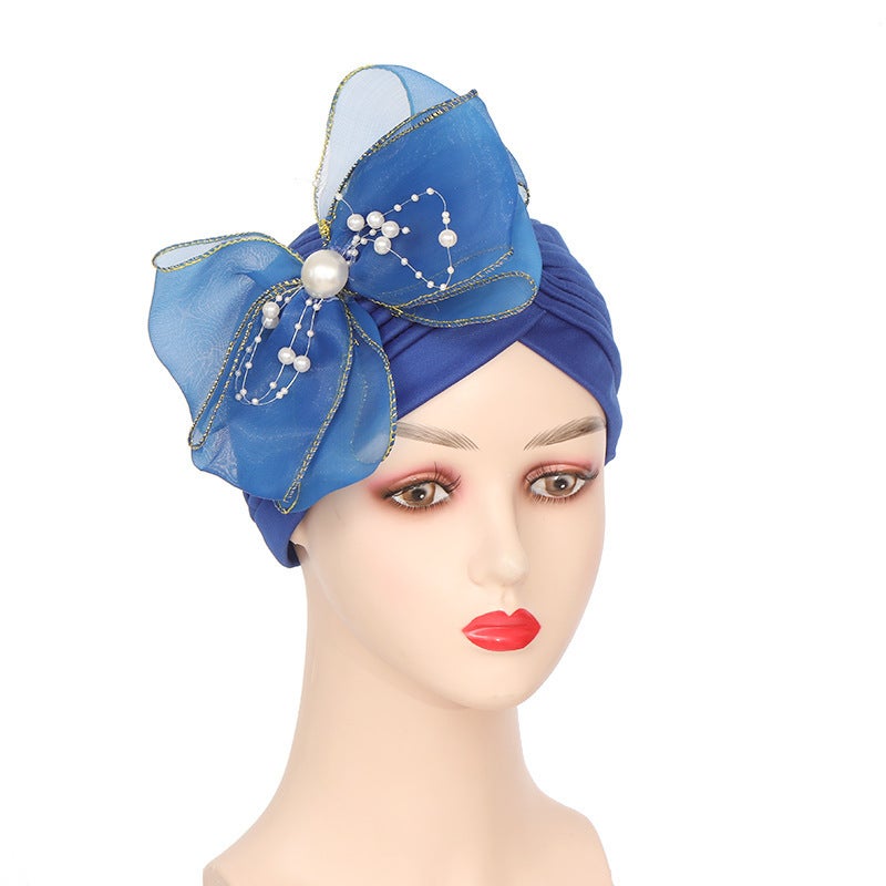 Turban Hat Side Floral Indian Head Wrap Polyester - Image 1