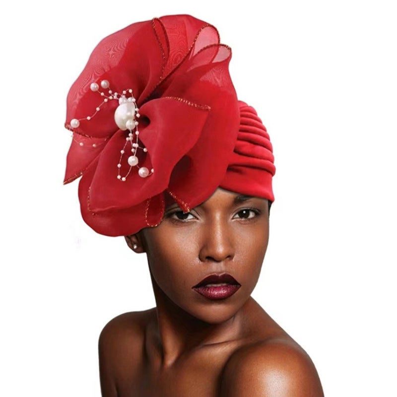 Turban Hat Side Floral Indian Head Wrap Polyester - Image 2