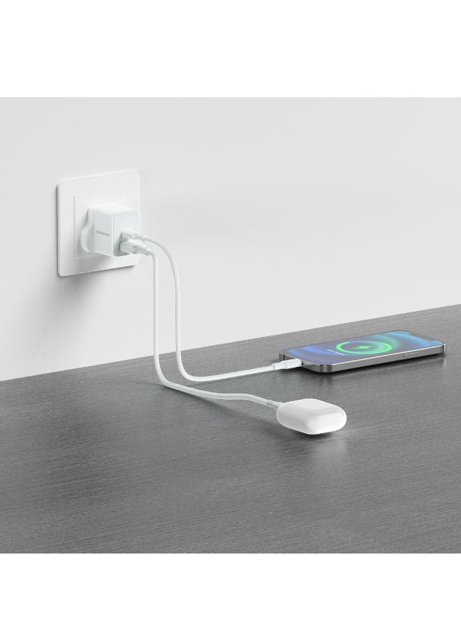 RIVERSONG 20W Dual Port Fast Wall Charger, GaN Tech, PD 3.0 & QC 3.0 Cmpatible, White Color  - Image 2