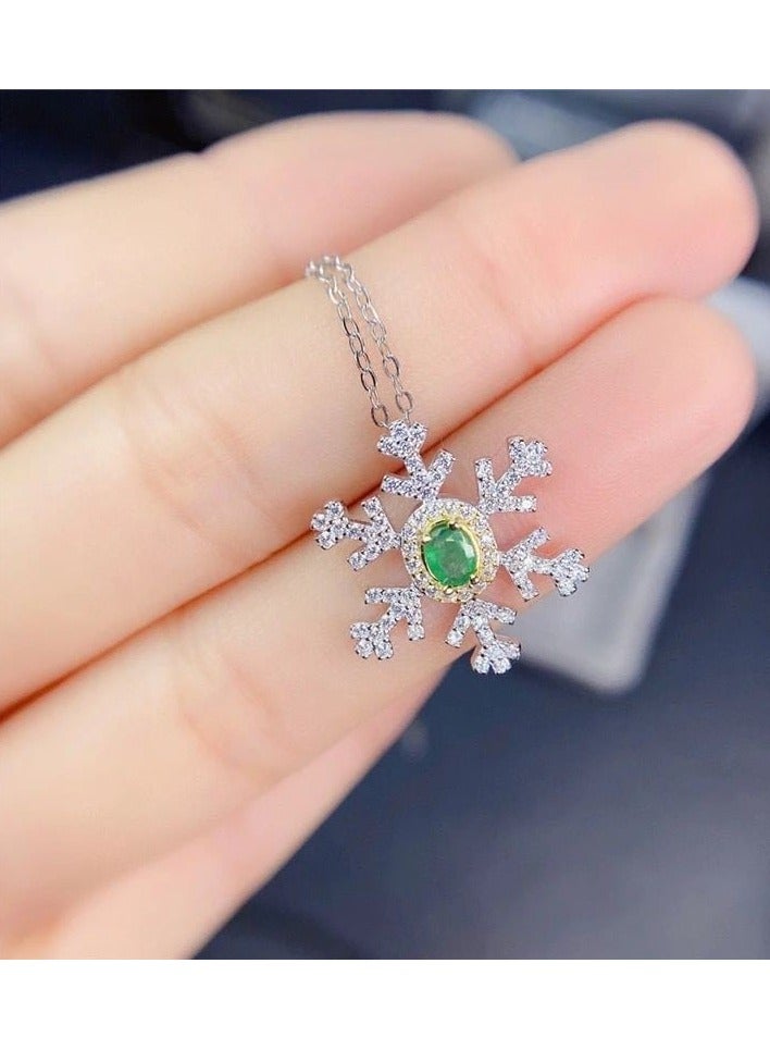 OtherMax 925 silver necklace crowned with an emerald stone - Image 1