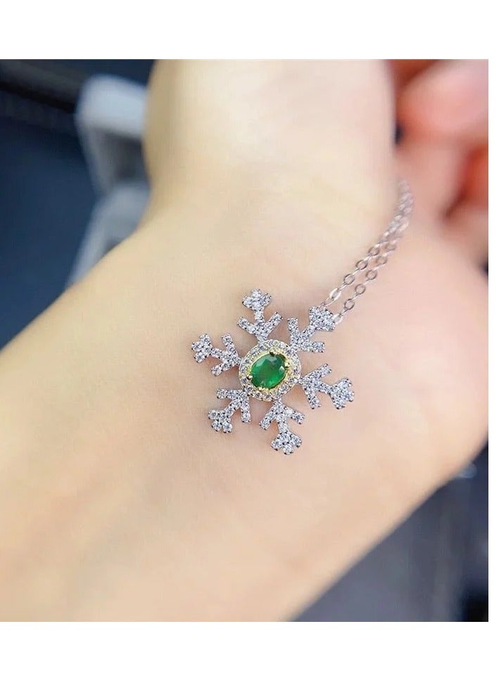 OtherMax 925 silver necklace crowned with an emerald stone - Image 2