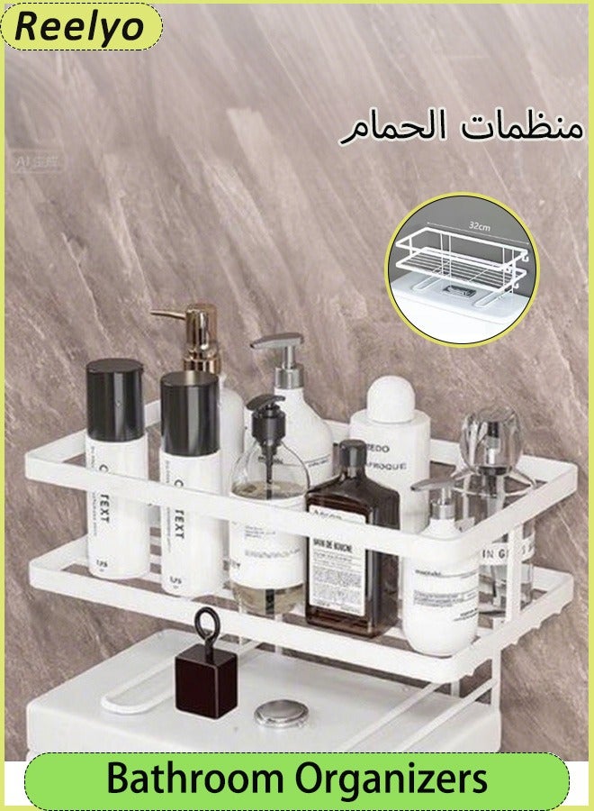 Reelyo Bathroom Organizers 1-Tier Over Toilet Storage, Floating Shelves with 3 Hooks , Wall Mounted Shelf Furniture, Cool Accessories & Decor, Gifts for Women, Mothers Day (White) - Image 1