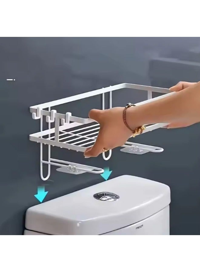 Reelyo Bathroom Organizers 1-Tier Over Toilet Storage, Floating Shelves with 3 Hooks , Wall Mounted Shelf Furniture, Cool Accessories & Decor, Gifts for Women, Mothers Day (White) - Image 3