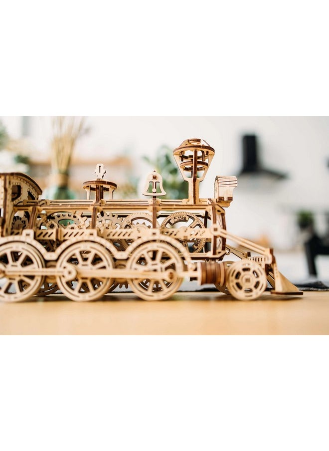 Wood Trick - Wood Trick Wooden Toy Train Set with Railway - 34x7″ - Locomotive Train Toy Mechanical Model Kit - 3D Wooden Puzzles for Adults and Kids to Build - Engineering DIY Wooden Models for Adults to Build - Image 1