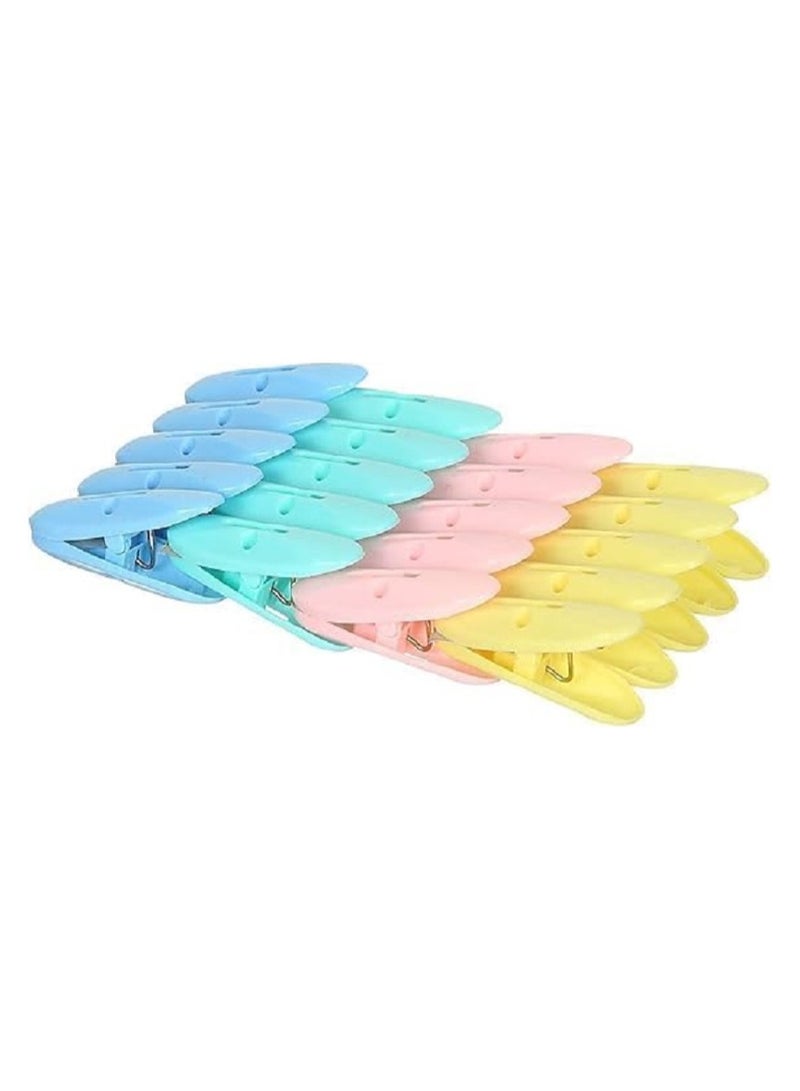 Plastic Clothes Clips Set Of 20 Pieces - Multi Color - Image 1