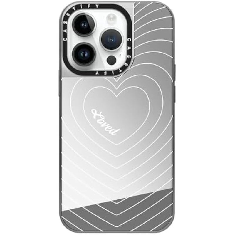 Casetify Mirror Case for iPhone 14 Pro Compatible with Magsafe - Loved Phone Case by Quotes - Silver on Silver - Image 1