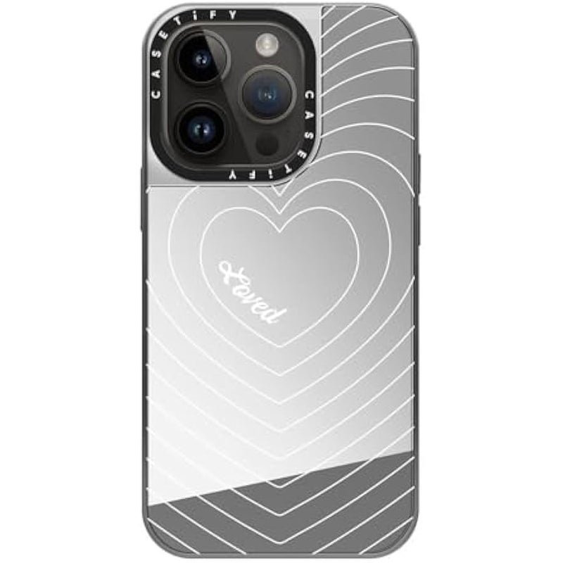 Casetify Mirror Case for iPhone 14 Pro Compatible with Magsafe - Loved Phone Case by Quotes - Silver on Silver - Image 3