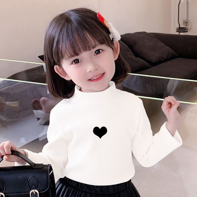 Y2015# Girls De Rong Long Sleeve Shirt Base Shirt Half High Collar Children'S Middle And Big Children'S Fleece-Lined Warm Jacket - Image 3