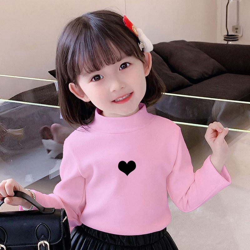 Y2015# Girls De Rong Long Sleeve Shirt Base Shirt Half High Collar Children'S Middle And Big Children'S Fleece-Lined Warm Jacket - Image 4