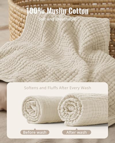 Blissful Diary Muslin Baby Hooded Towel 2 Pack Soft Absorbent Bath Towel for Infant Toddler Unisex Baby Gift Newborn Essentials Bear Lamb - Image 3