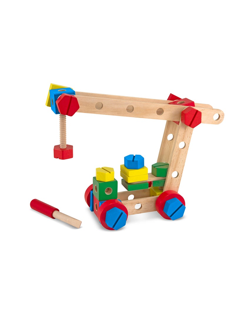 Melissa & Doug Wooden Construction Building Toy Play Set in a Box, Developmental Educational Toy 48 Piece Nuts and Bolts Workbench Toys for Kids Ages 4+ - Image 3