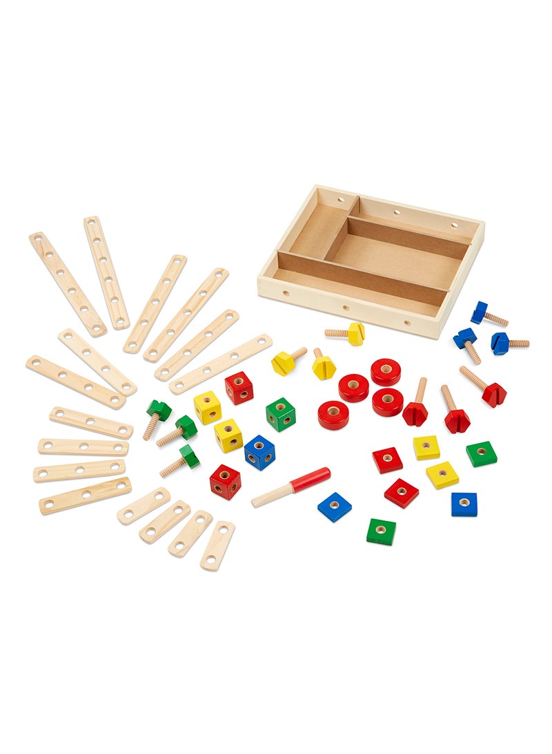 Melissa & Doug Wooden Construction Building Toy Play Set in a Box, Developmental Educational Toy 48 Piece Nuts and Bolts Workbench Toys for Kids Ages 4+ - Image 2
