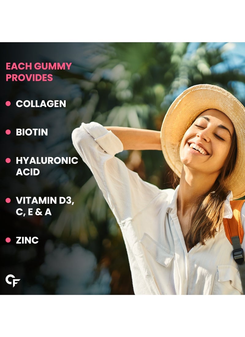 CARBAMIDE FORTE Collagen And Biotin Gummies Supplements For Skin And Hair Mixed Fruit Flavour 60 Gummies  - Image 3