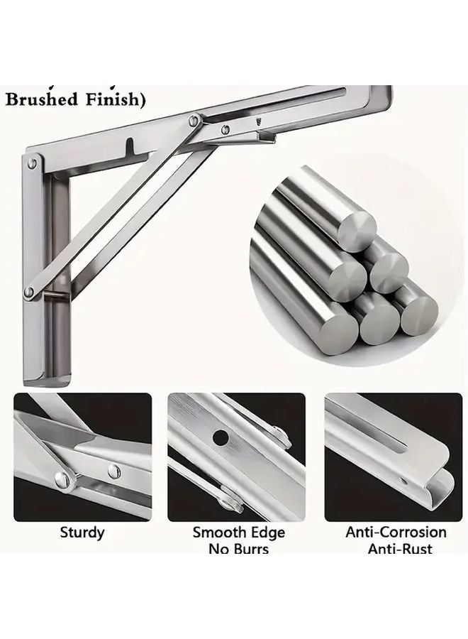 2Pcs 18Inch Heavy Duty Foldable Steel Billy Shelf Support Wall Mounted Triangle - Image 3