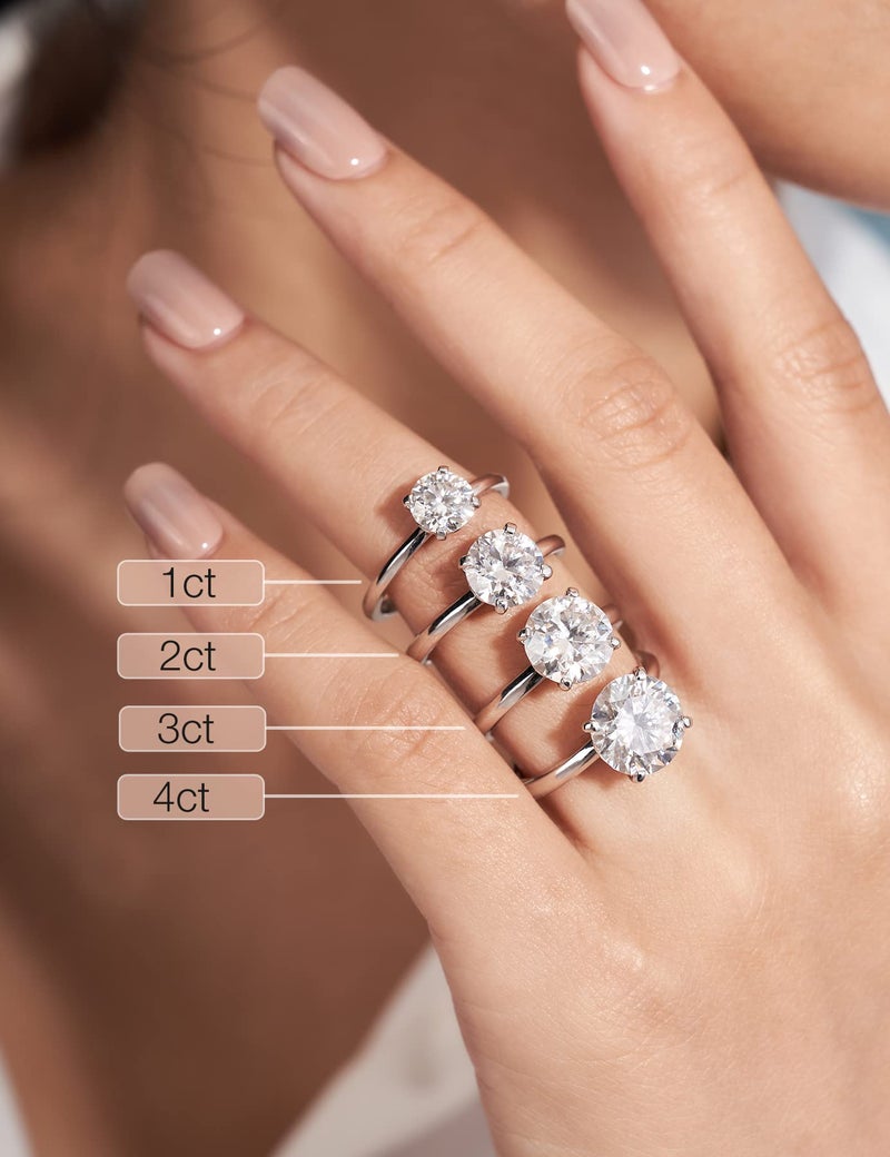 IMOLOVE 3ct Moissanite Engagement Ring Wedding Solitaire Ring for Women Lab Created Diamond Promise Ring for her-6-3CT - Image 5