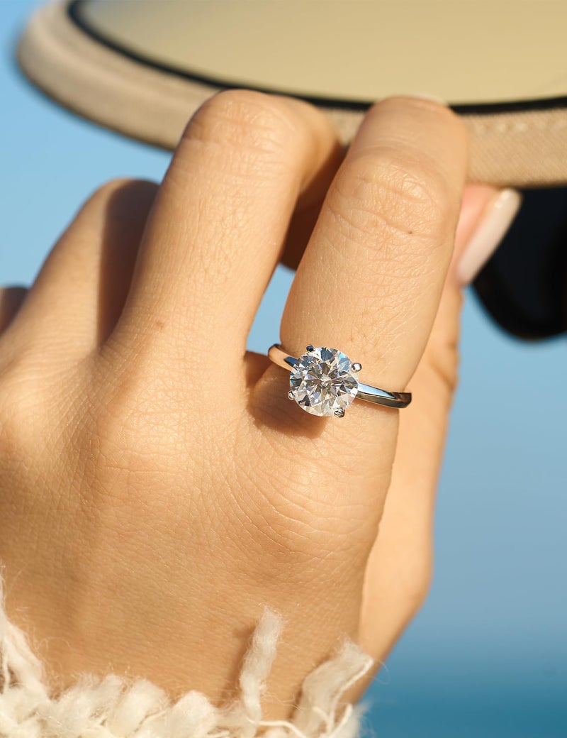 IMOLOVE 3ct Moissanite Engagement Ring Wedding Solitaire Ring for Women Lab Created Diamond Promise Ring for her-6-3CT - Image 3