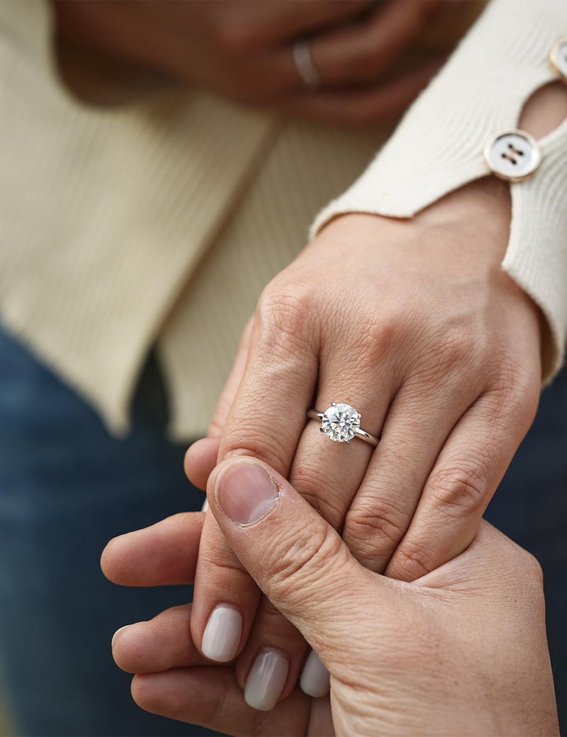 IMOLOVE 3ct Moissanite Engagement Ring Wedding Solitaire Ring for Women Lab Created Diamond Promise Ring for her-6-3CT - Image 4