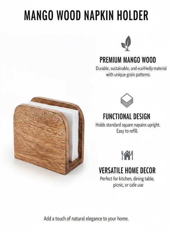 SHAFA IMPEX Mongo Wood Napkin Holder for Kitchen and Dining Room, Standing Dispenser, Table Decor, 5.5"D x 2.5"W x 4"H - Image 2