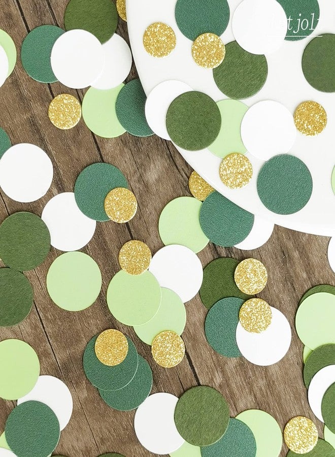 Letjolt Green Confetti Glitter Golden Greenery Scatter Table Decoration Surprise Paper Craft Anniversary Supplies Birthday Party Bridal Baby Shower Party Wedding Gift Circle Dots Decor 100 Pcs - Image 4