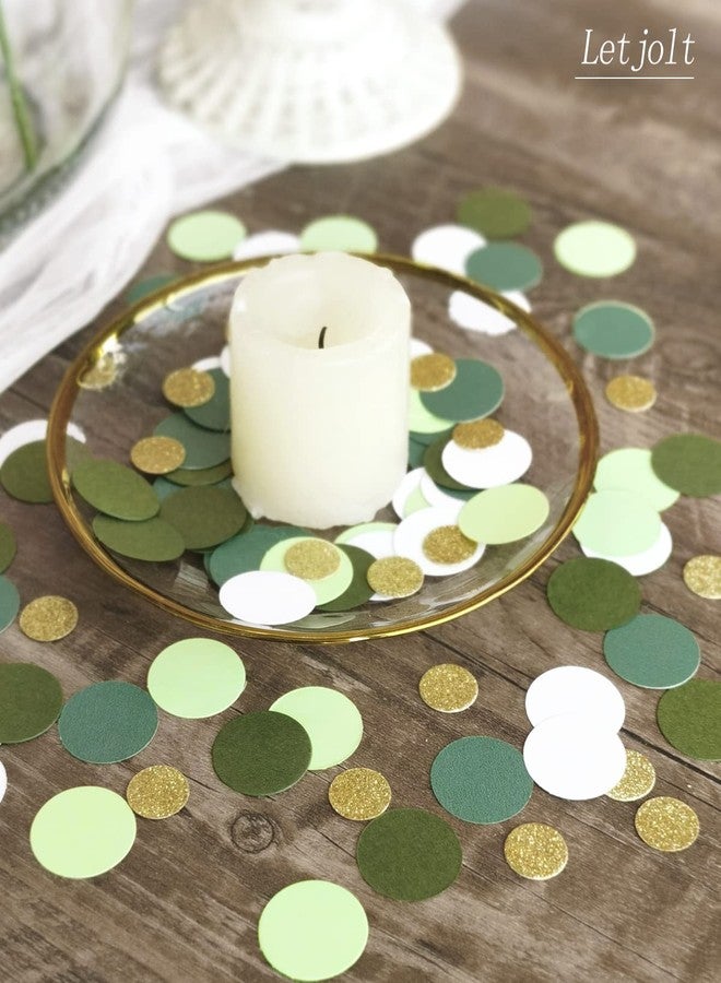Letjolt Green Confetti Glitter Golden Greenery Scatter Table Decoration Surprise Paper Craft Anniversary Supplies Birthday Party Bridal Baby Shower Party Wedding Gift Circle Dots Decor 100 Pcs - Image 5
