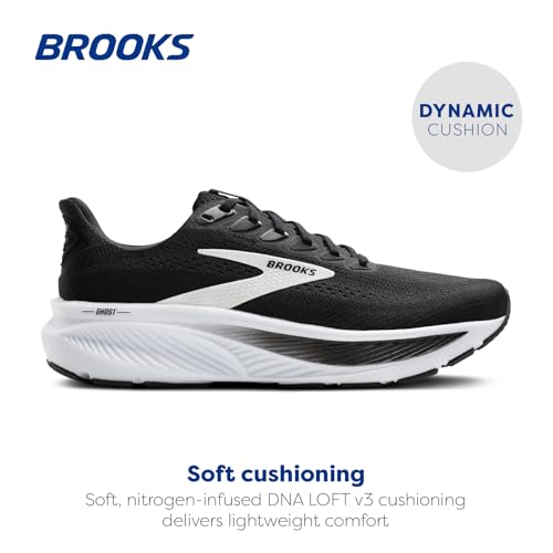 Brooks Men’s Ghost 17 Neutral Running Shoe - Black/Grey/White - 12 Medium - Image 2